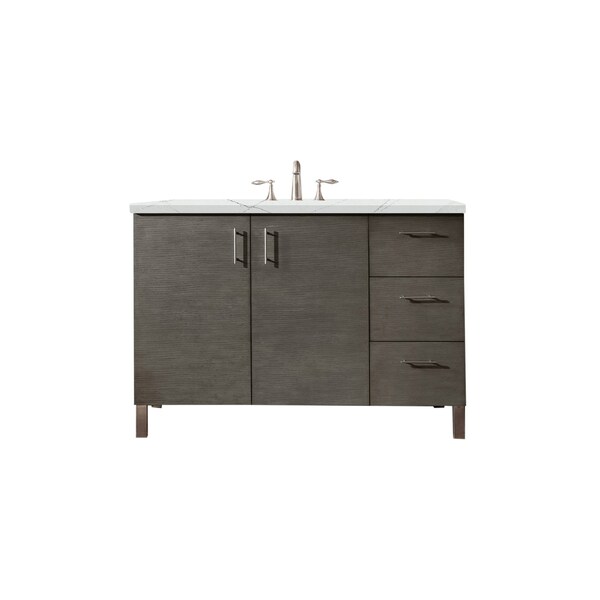 James Martin Vanities Metropolitan 48in Single Vanity, Silver Oak w/ 3 CM Ethereal Noctis Quartz Top 850-V48-SOK-3ENC - main